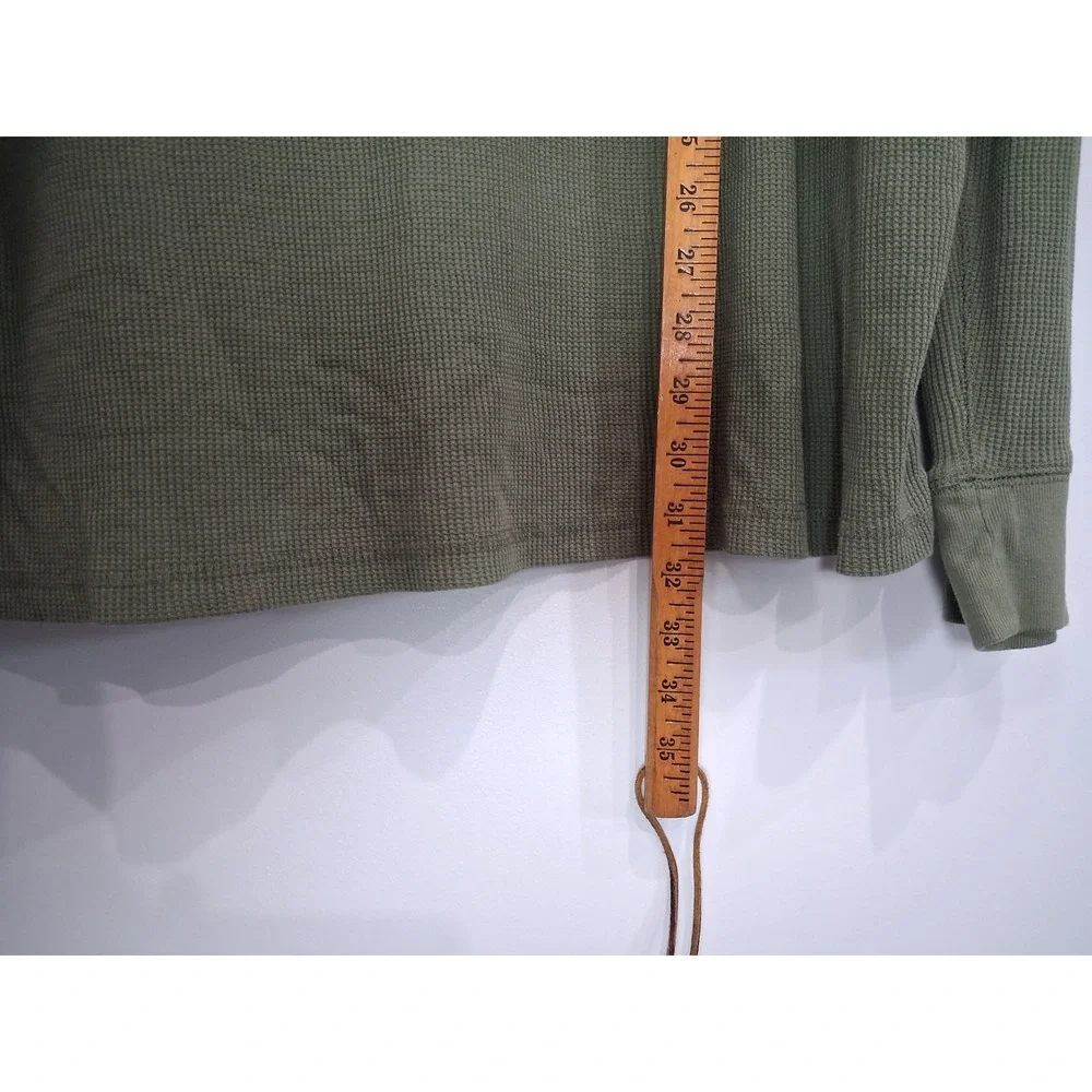 Levis Mens XXL Olive Green Waffle Knit Thermal Long Sleeve Henley Shirt